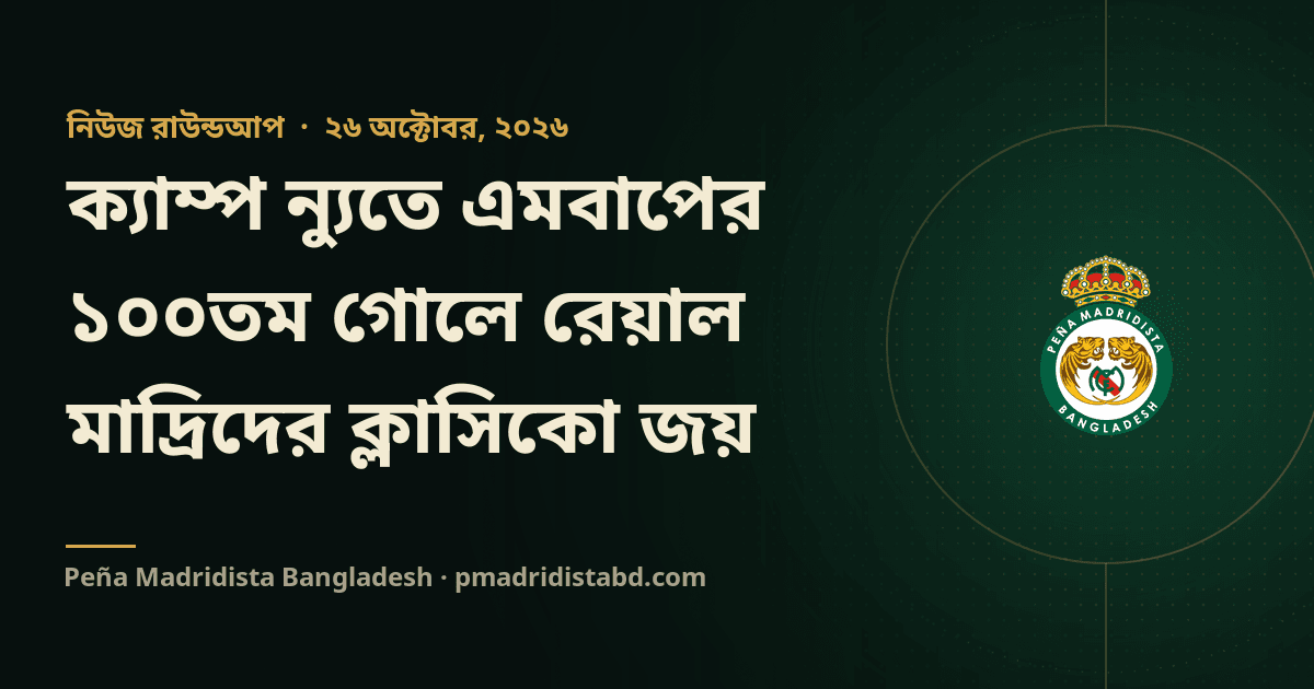 ক্যাম্প ন্যুতে এমবাপের ১০০তম গোলে রেয়াল মাদ্রিদের ক্লাসিকো জয়